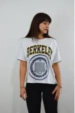 Berkeley Baskılı Yarasa Kol Kadın T-Shirt Beyaz