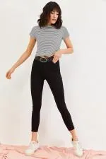 Kadın Siyah Yüksek Bel Skinny Jeans