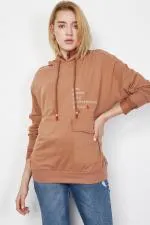 Kadın Taba Yazı Ve Cep Detaylı Sweatshirt