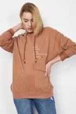 Kadın Taba Yazı Ve Cep Detaylı Sweatshirt