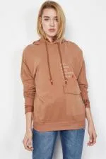 Kadın Taba Yazı Ve Cep Detaylı Sweatshirt